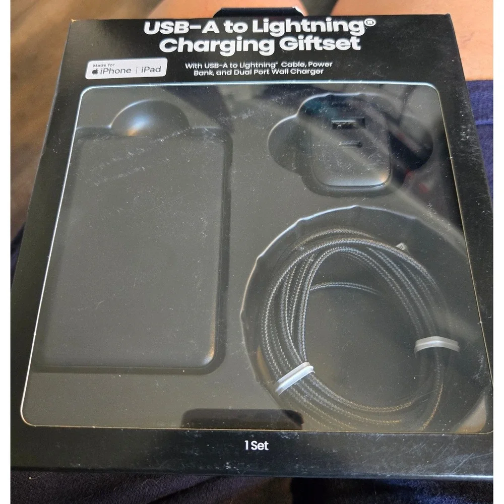 USB-A to Lightning Charging Giftset 5K Power Bank 37W Dual Wall Charger 6ft